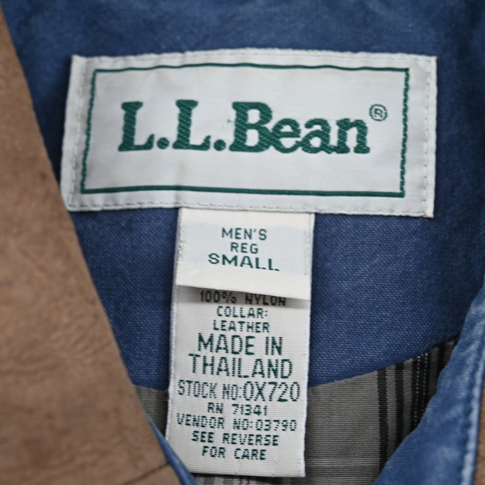 Vintage LL Bean Men S Blue Canvas Field Coat Leather Plaid Barn Chore Jacket - Picture 3 of 16